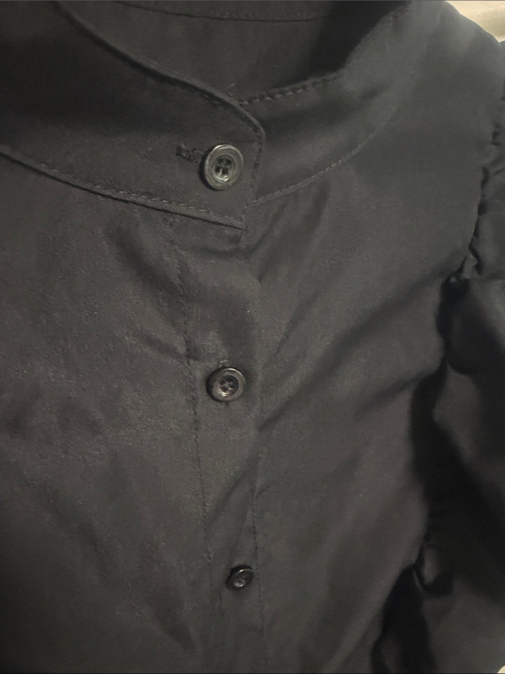 Black Ruffle-Sleeve Button Front Blouse - Picture 2 of 7
